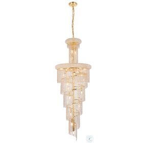 Spiral 21" Gold 22 Light Chandelier With Clear Royal Cut Crystal Trim