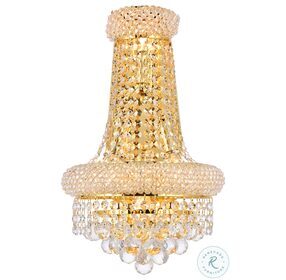 V1800W12SG-RC Primo 12" Gold 4 Light Wall Sconce With Clear Royal Cut Crystal Trim