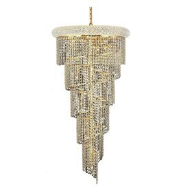 Spiral 22" Gold 18 Light Chandelier With Clear Royal Cut Crystal Trim