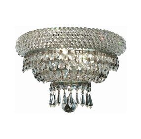 V1803W12C-RC Primo 12" Chrome 2 Light Wall Sconce With Clear Royal Cut Crystal Trim