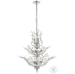 Orchid 27" Chrome 13 Light Chandelier With Clear Royal Cut Crystal Trim