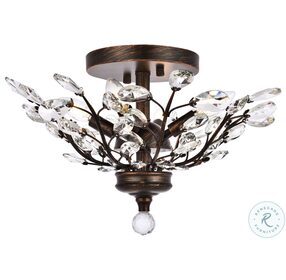 Orchid 20" Dark Bronze 4 Light Flush Mount With Clear Royal Cut Crystal Trim