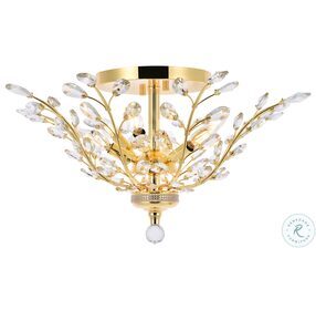 Orchid 27" Gold 6 Light Flush Mount With Clear Royal Cut Crystal Trim