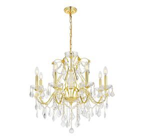 V2015D26G-RC St Francis 26" Gold 8 Light Chandelier With Clear Royal Cut Crystal Trim