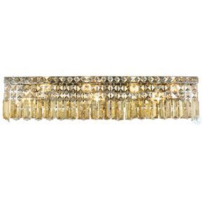 Maxime 5" Chrome 7 Light Wall Sconce With Golden Teak Royal Cut Crystal Trim
