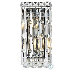 V2032W6C-RC Maxime 6" Chrome 2 Light Wall Sconce With Clear Royal Cut Crystal Trim