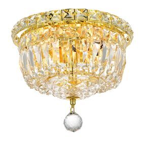 Tranquil 10" Gold 4 Light Flush Mount With Clear Royal Cut Crystal Trim