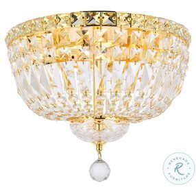 Tranquil 14" Gold 4 Light Flush Mount With Clear Royal Cut Crystal Trim