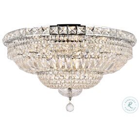 Tranquil 24" Chrome 12 Light Flush Mount With Clear Royal Cut Crystal Trim