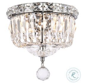 Tranquil 8" Chrome 2 Light Flush Mount With Clear Royal Cut Crystal Trim