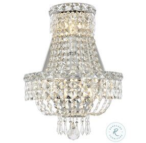 Tranquil 12" Chrome 3 Light Wall Sconce With Clear Royal Cut Crystal Trim