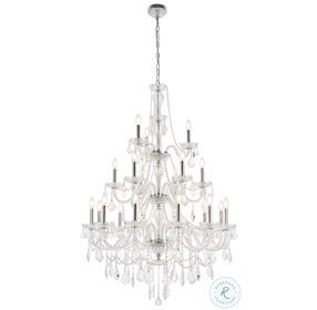 Giselle 38" Chrome 21 Light Chandelier With Clear Royal Cut Crystal Trim