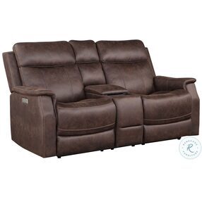 Valencia Walnut Reclining Console Loveseat with Power Headrest And Footrest