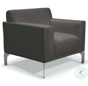 Vania Dark Gray Leather Accent Chair
