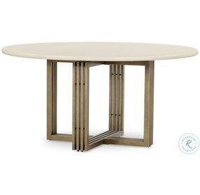 Mia Parchment White Round Dining Table