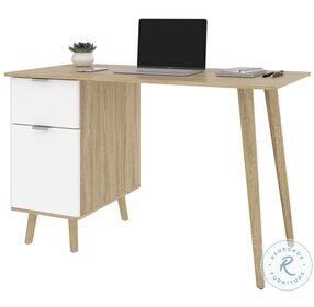 Procyon Modern Oak And White UV 48" Small Computer Desk