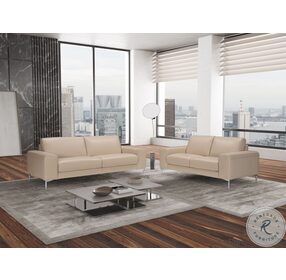 Victoria Sabbia Leather Living Room Set with Adjustable Headrest