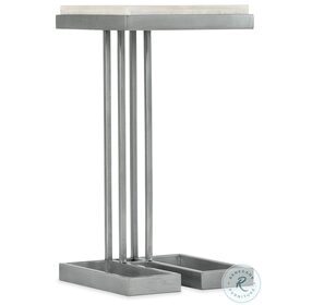 Marin White Onyx And Pewter Metal Drink Table