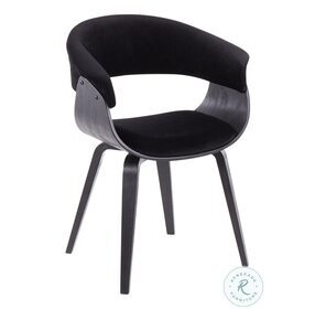 Vintage Mod Black Wood And Black Velvet Accent Dining Chair