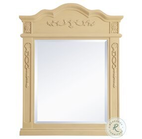Lenora Light Antique Beige Wood Frame 28" Large Mirror