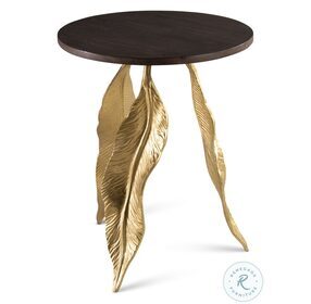 Verna Walnut And Gold Leaf Accent Table