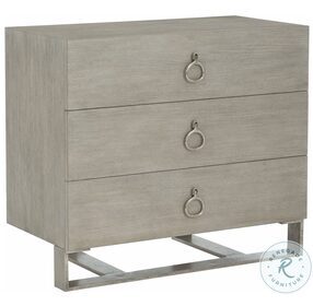 Linea Cerused Greige And Textured Graphite Metal Nightstand