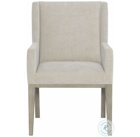 Linea Beige And Cerused Greige Upholstered Arm Chair