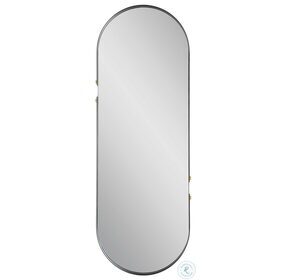 W00572 Matte Black Pill Shaped Mirror