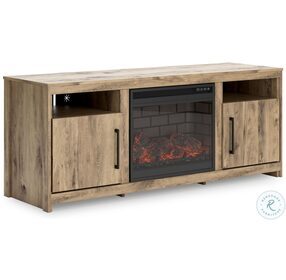 Hyanna Tan 63" TV Stand with Electric Infrared Fireplace