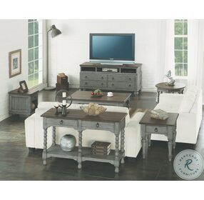 Plymouth Distressed Gray Wash Square Occasional Table Set
