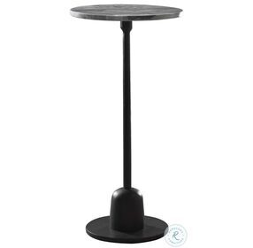 W23025 Matte Black And Mercury Marble Top Accent Table
