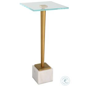 W23029 Brass And White Accent Table