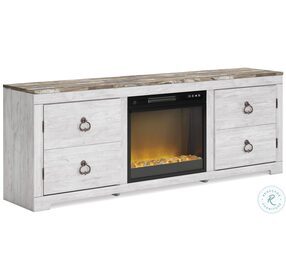 Willowton Whitewash 72" TV Stand With Electric Fireplace