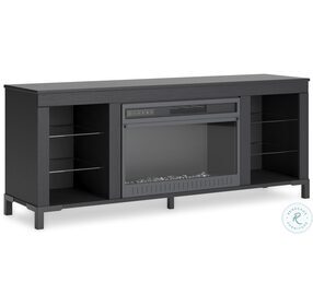 Cayberry Black TV Stand with Fireplace