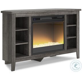 Arlenbry Gray Corner TV Stand with Electric Fireplace