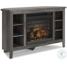 Arlenbry Gray Corner TV Stand with Infrared Electric Fireplace