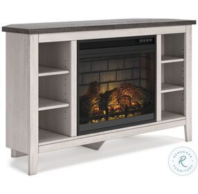 Dorrinson Antiqued White And Gray Corner TV Stand with Infrared Electric Fireplace