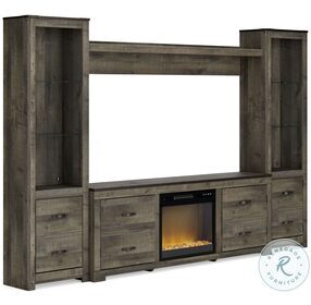 Trinell Brown 4 Piece Entertainment Center With Electric Fireplace