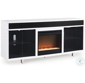 Gardoni High Gloss White And Black 72" TV Stand with Electric Fireplace