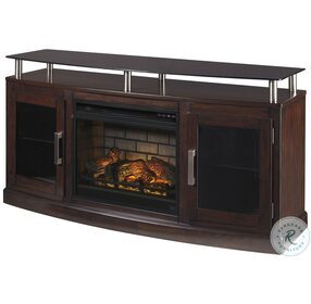 Chanceen Dark Brown 60" TV Stand With Electric Infrared Fireplace
