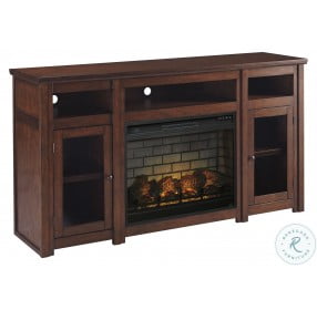 Harpan Reddish Brown 72" TV Stand with Electric Fireplace