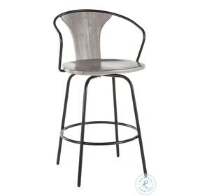 Austin Black Metal And Grey Wood Counter Height Stool