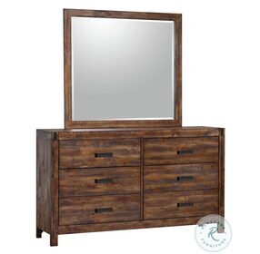 Wren Chestnut 6 Drawer Dresser With Mirror