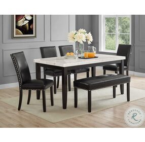 Westby White Marble And Black Dining Room Set