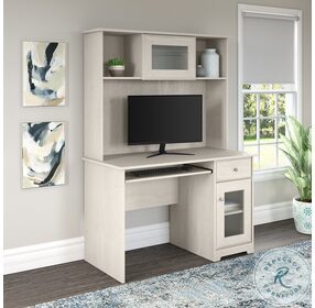 Cabot Linen White Oak 48" Small Computer Home Office Set with Hutch