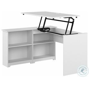 Cabot White 52" 3 Position Sit to Stand Corner Desk with Shelves