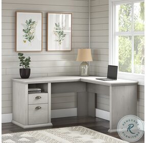 Yorktown Linen White Oak 60" L Shaped Storage Home Office Set