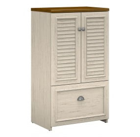 Fairview Antique White And Tea Maple Storage Cabinet