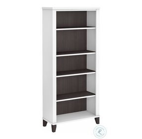 Somerset White and Storm Gray Tall 5 Shelf Bookcase