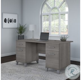 Somerset Platinum Gray 60" Office Home Office Set with Drawers
